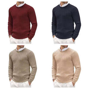 Pulls en tricot personnalisés pour hommes, commandes en gros, fabricant OEM ODM, mélange de coton et de laine, col rond, étiquette privée, logo personnalisé - Product Image 1