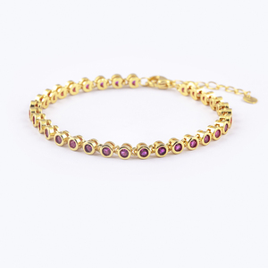 QIKU Top Quality Elegant Colorful Round Rhinestone Bracelets Women Copper Zircon Fashion Crystal Tennis Bracelet <strong>Jewelry</strong> - Product Image 4