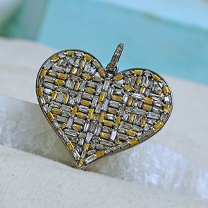 Colgante de corazón hecho a mano para mujer, de plata 925 sólida, regalo para su corazón de diamante, amor, 30x40 MM - Product Image 1