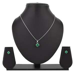 Cubic Zirconia CZ Square <b>Pendant</b> Chain <b>Necklace</b> Earrings Jewelry Set Gift for Women - Product Image 2