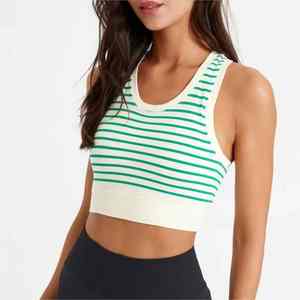 Sujetador para correr con estampado de rayas de alta elasticidad para mujer 2025, sujetador sin mangas transpirable para exteriores - Product Image 1