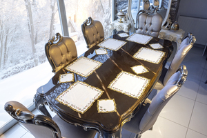 Napperon brodé de baies de Noël en or | Rectangulaire 40x40 cm | Résistant aux taches - Product Image 5