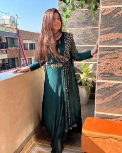 Georgette-vestido tradicional indio para boda y fiesta, ropa de trabajo bordada de imitación con Dupatta con espejo Real, proveedor hecho a mano - Product Image 3