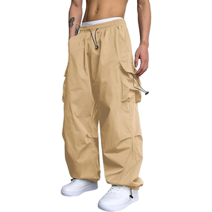 Pantalones de chándal de lona informales para hombre, pantalones de chándal cónicos con cintura media elástica, pantalones transpirables con cordón - Product Image 5