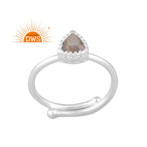 Meilleure vente argent Sterling fin Labradorite naturelle pierre précieuse bague réglable bijoux pour femmes cadeau pour elle - Product Image 1