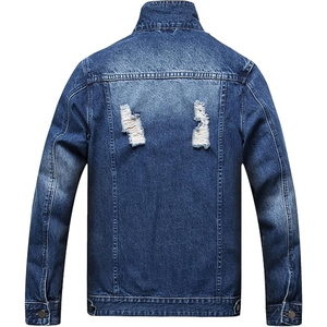 Veste en jean boutonnée en patchwork d'hiver de style nouveau pour hommes avec logo personnalisé Mélange de coton Coupe-vent - Product Image 2