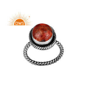 Hecho a mano plata esterlina oxidada Natural esponja Coral piedra preciosa retorcida joyería personalizada fabricante - Product Image 1