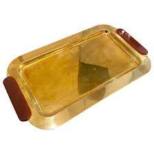 Customization Polishing Brass Gold Antique <b>Tray</b> <b>With</b> 4 <b>Legs</b> Attractive Flat Brass <b>Trays</b> Serving Plates <b>Breakfast</b> Dinning <b>Trays</b> - Product Image 4