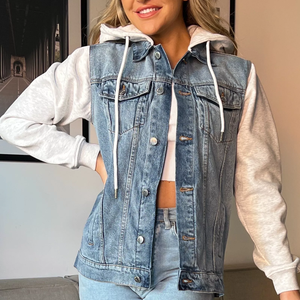 Vente chaude Veste en jean à capuche de qualité supérieure pour femmes Style tendance confortable au prix de gros Traitement brut - Product Image 3