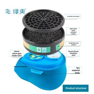 Respirateur de défense de gaz de masque KN95 de demi-visage réutilisable de silicone avec la fonction de cartouches de poussière - Product Image 5