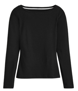 Fourniture directe d'usine Essential 96% coton 4% élasthanne forme ajustée col bateau à manches longues Jersey femmes décontracté t-shirt haut - Product Image 2