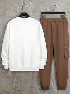 ชุดวอร์มลำลองพิมพ์ลายแบบยูนิเซ็กซ์ คอวี มีกระเป๋าหน้าอก ผ้าฝ้าย 100% ปรับแต่งได้ - Product Image 2