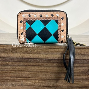 Approvisionnement d'usine mignon Mini sac à carreaux motif portefeuille avec porte-clés en cuir usiné porte-monnaie avec gland pochette à fermeture éclair pour les femmes - Product Image 1