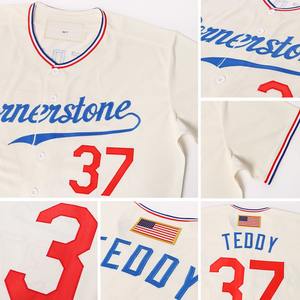 Maillot de baseball personnalisé rouge-Royal authentique drapeau américain mode - Product Image 6