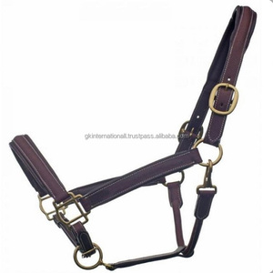 Design personnalisé Licou en cuir surélevé et rembourré entièrement réglable en épi complet sur la taille avec matériel en laiton massif robuste - Product Image 1