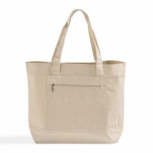 Bolsas de Compras de Lona Resistente de Color Sólido con Cierre y Bolsillo Frontal - Product Image 3