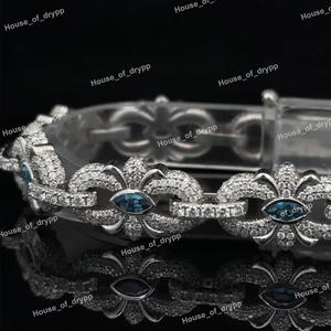 Bracelet en argent 925, imitation diamant moissanite, maillons floraux, bracelet tendance pour femme - Product Image 3