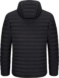 Abrigo cálido de invierno con estilo y cómodo para hombre, chaqueta de lona impermeable negra con capucha personalizada y cuello alto - Product Image 2