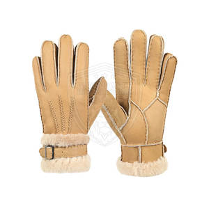 Guantes de cuero de diseño clásico con forro interior cálido para mujeres frías Guantes de cuero elegantes - Product Image 1