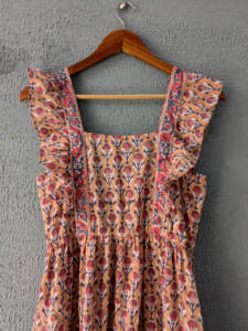 Maxi Vestido largo de algodón puro estampado de bloque de mano sin mangas traje de verano ropa de día bonita para mujeres de talla grande estilo indio - Product Image 6