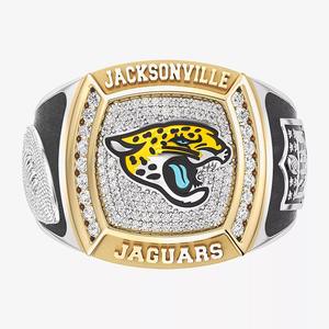 Bague de championnat des Jacksonville Jaguars en alliage et moissanite, entièrement personnalisée, pour homme, style hip-hop, bicolore, sur mesure, pour lycée - Product Image 1
