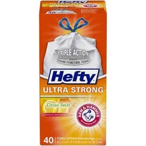 ถุงขยะแบบมีเชือกผูกสำหรับครัว ขนาดใหญ่ แข็งแรง ทนทาน ยี่ห้อ Hefty ขนาด 13 แกลลอน บรรจุ 90 ใบ ขายดี - Product Image 5