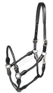 Licou de cheval en cuir roulé fantaisie avec matériel en laiton Top vente Style de selle anglaise Premium Horse Halter - Product Image 3