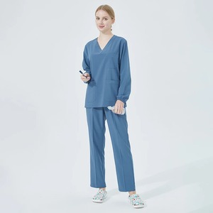 Mint Unisex Uniformes Médicos 3 Bolsillos Top 2 Bolsillos Pantalón Scrub Set Tejido Poliéster/Algodón Micro Estiramiento Dentista Veterinario Enfermería - Product Image 4