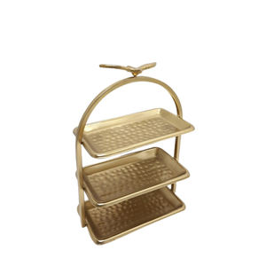 Nouveau support de gâteau décoratif en forme de rectangle en métal doré fini pour le présentoir de fête d'anniversaire de mariage en vrac fait à la main - Product Image 3