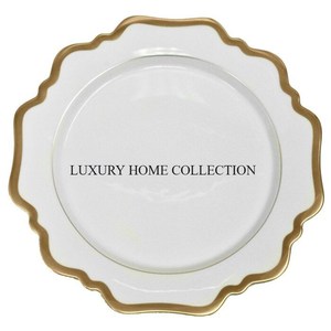 Artículos de cocina con recubrimiento en polvo blanco, placa de cargador de artículos para servidores de alimentos, calidad Superior, decoración de mesa de Metal de gran tamaño, plato de exhibición para servir - Product Image 1