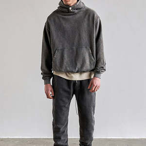 Heavyweight 420 Gsm Sudadera con capucha NO String Custom Men Distressed Oversized Blank Acid Vintage Acid Washed Hoodie - Product Image 3