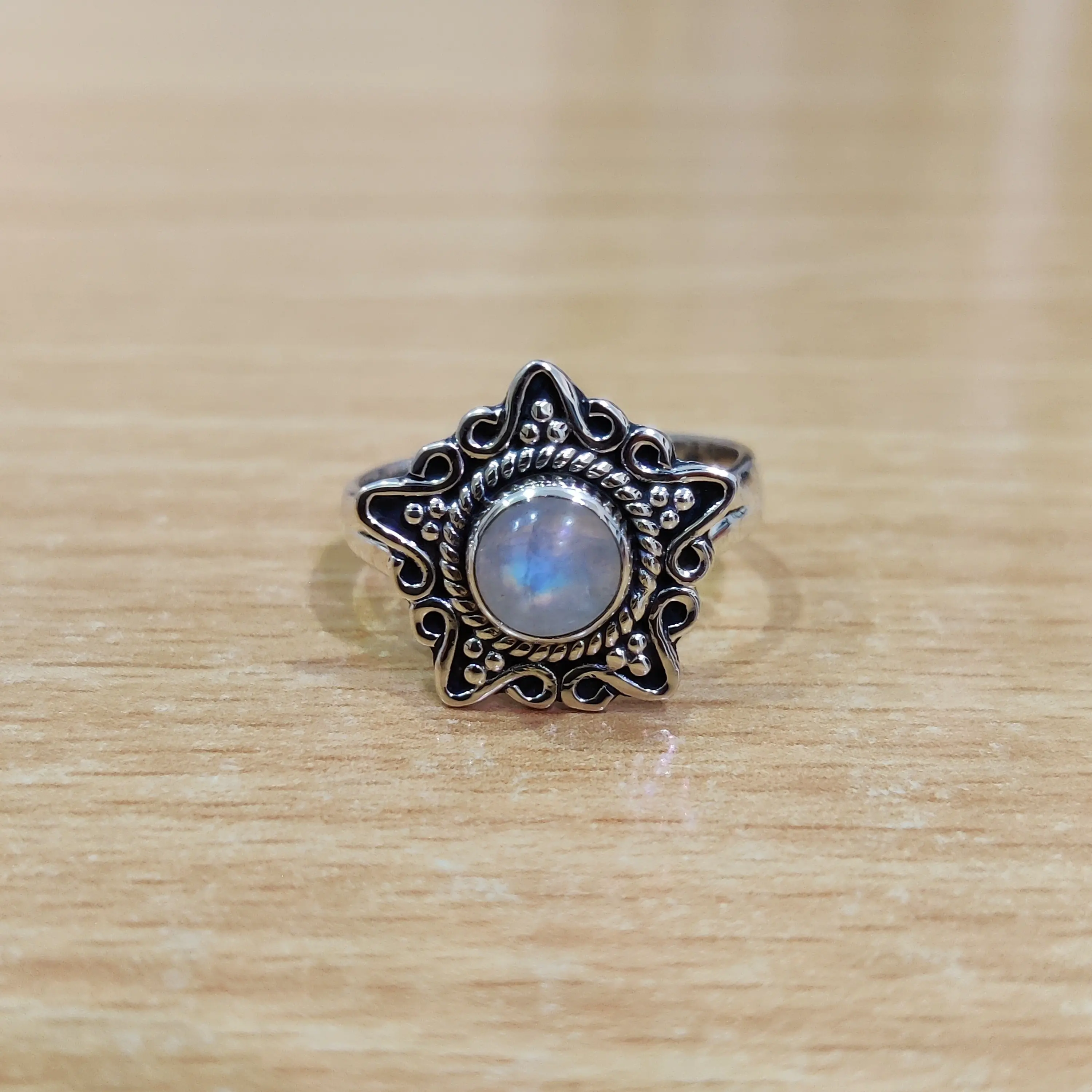 Sternform Mondstein Silberring blaues Feuer Mondstein Ring greife jetzt dieses Angebot als bestes Geschenk für sie