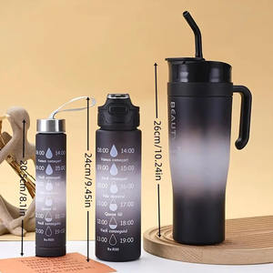 Bouteille d'eau Myrva Gradient 500 ml avec paille et couvercle rabattable sans BPA pour le bureau, le camping, la randonnée, design moderne unisexe - Product Image 4