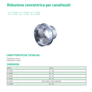 Reducción Concéntrica Tecnosystemi para Sistemas de Aire Acondicionado por Conductos, Pieza para Sistemas HVAC de Chapa Metálica - Product Image 2