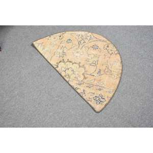 Tapis en laine bleu Beige classique 2.5x1.5 pieds Design Patchwork turc fait à la main pour salon chambre Rectangle couloir en peluche Latex - Product Image 2