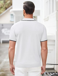 Piqué de coton d'été décontracté pour hommes de haute qualité pour polos à manches courtes avec conception à glissière avec propre logo motif solide tricoté - Product Image 3