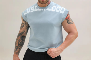 New Style Custom 3D Embroidery Logo Breathable Eco-Friendly 220g Knitted Sporty Cotton Spandex Tank Tops Fitness Gym Workout - Product Image 6