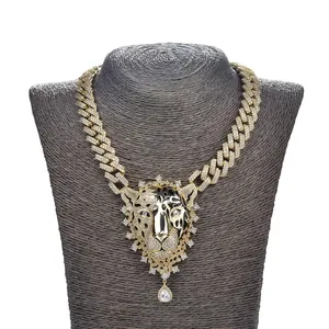 Cadena Cubana Personalizada de Alta Calidad con Colgante de Leopardo Estilo Hip Hop y Conjunto de Collar para Hombre - Product Image 6