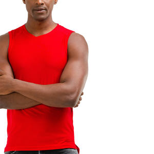 Camiseta sin Mangas Roja para Hombre, Cuello Redondo, Informal, Transpirable, de Punto, Poliéster, Color Sólido - Product Image 6