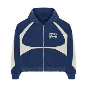 ชุดออกกำลังกายพิมพ์ลายสกรีนสีฟ้าสำหรับทั้งชายและหญิงชุดออกกำลังกาย450 GSM French Terry น้ำหนักมากผ้านุ่มใส่สบายไซส์ใหญ่สำหรับฤดูหนาว - Product Image 1