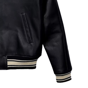 Design High Quality Waterproof Breathable Leather <b>Jacket</b> for Men Stand Collar Front Logo OEM Service Custom Made High Street - Product Image 6
