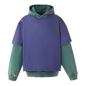 100% coton coupe ample sweats à capuche pour l'hiver 3D broderie cravate teinture Stonewash solide motif impression numérique avant Logo uni teint - Product Image 1