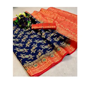 สารีผ้าไหม Banarasi คุณภาพสูงสำหรับงานแต่งงานและปาร์ตี้สวมใส่ในราคาขายส่งจากอินเดีย