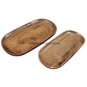 Bandeja de madera de acacia hecha a mano con textura de grano natural Diseño elegante Fábrica al por mayor para acentos de decoración del hogar de cocina elegante - Product Image 4