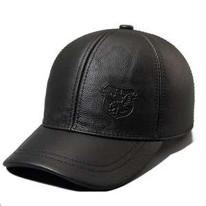 Gorra de béisbol de piel de vaca para hombre, otoño e invierno, sombrero de cuero genuino, engrosamiento térmico, orejeras de algodón para hombre, sombrero de invierno - Product Image 1