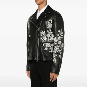 Logo personnalisé hiver style de rue en gros prix veste en cuir pour hommes best-seller hommes élégant brodé veste en cuir - Product Image 5