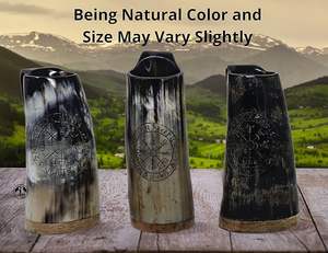 แก้วมักทรงแตรวัว6นิ้วทำมือสไตล์ยุคกลางเป็นมิตรกับสิ่งแวดล้อมอุปกรณ์ดื่มของแท้ประกายธรรมชาติ - Product Image 5