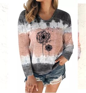 Jersey de invierno para mujer, sudadera, suministro de fábrica, Tie Dye-Camiseta con estampado, patrón sólido de poliéster/algodón - Product Image 2