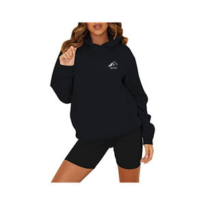 Sudadera con Capucha de Invierno de Algodón 100% Tejido, Estilo Holgado con Hombros Caídos para Mujer, Ropa Deportiva Informal, Transpirable, con Logotipo Frontal, Ajuste Holgado - Product Image 4
