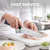 Santoku koksmes restaurant professionele keukenlijn voorbereidingswerk vlees groente scherp snijgereedschap station dagelijks gebruik